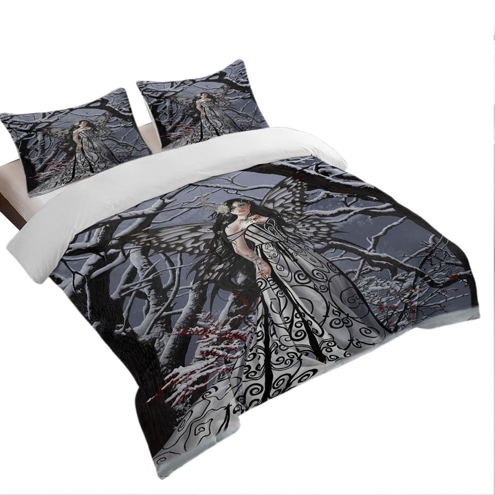 Heart of Ice Winter Forest Fairy California King Duvet Cover