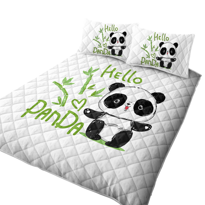 Hello Kids form a Cute Little Panda California King Quilt Sets