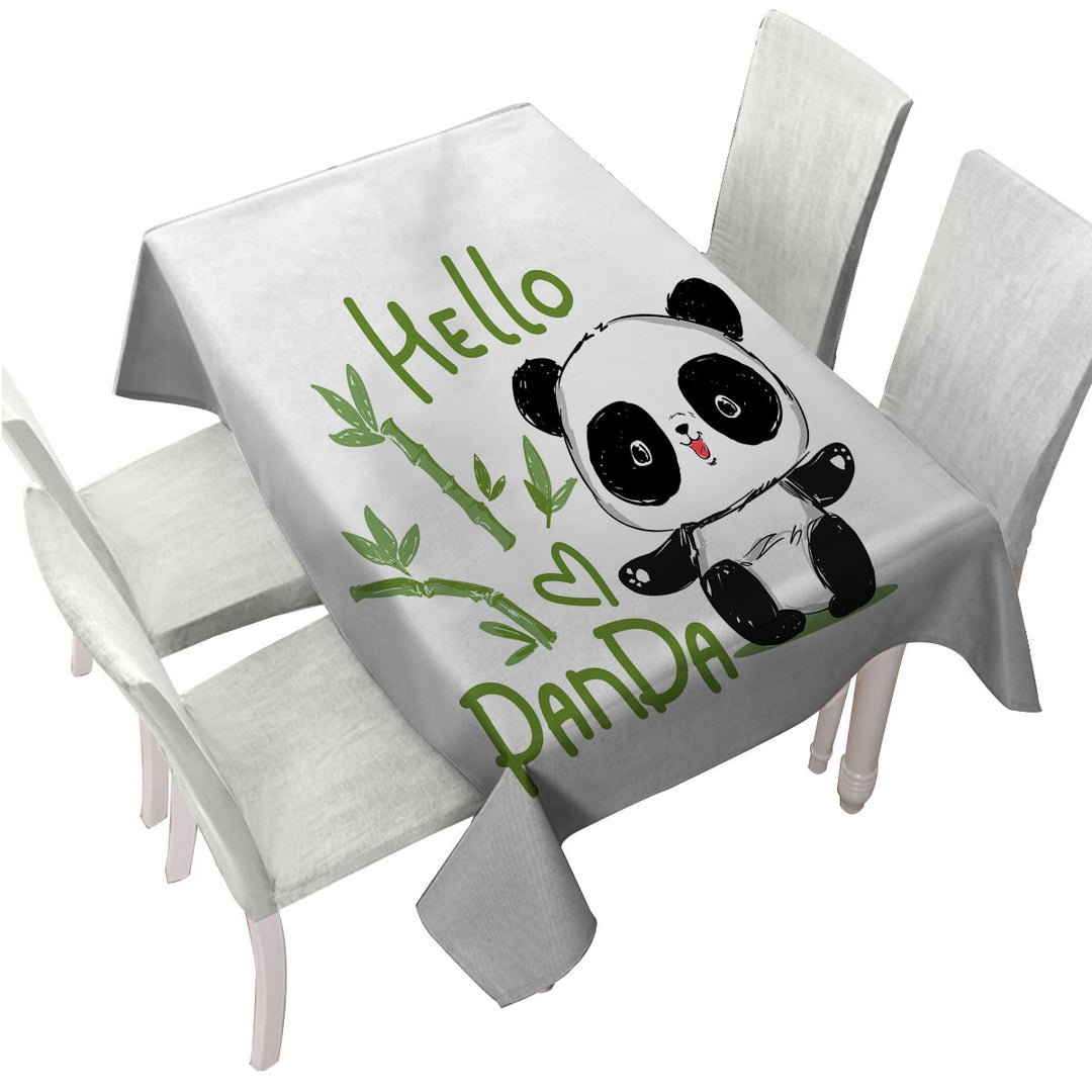 Hello Kids form a Cute Little Panda Tablecloth