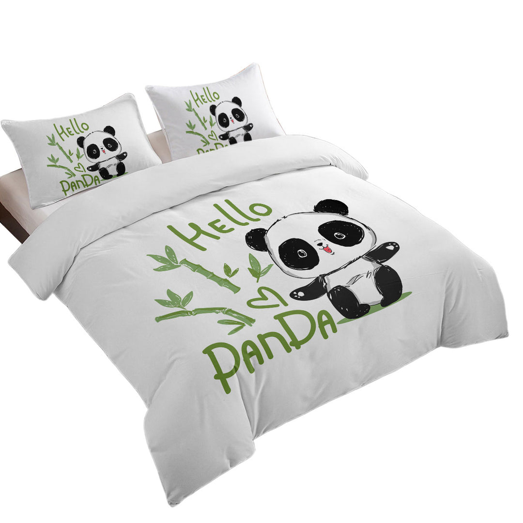Hello Kids form a Cute Little Panda Twin Duvet Covers