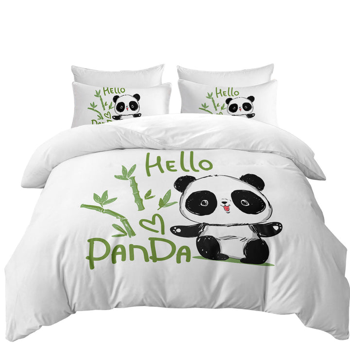 Hello Kids form a Cute Little Panda Twin xl Duvet Covers