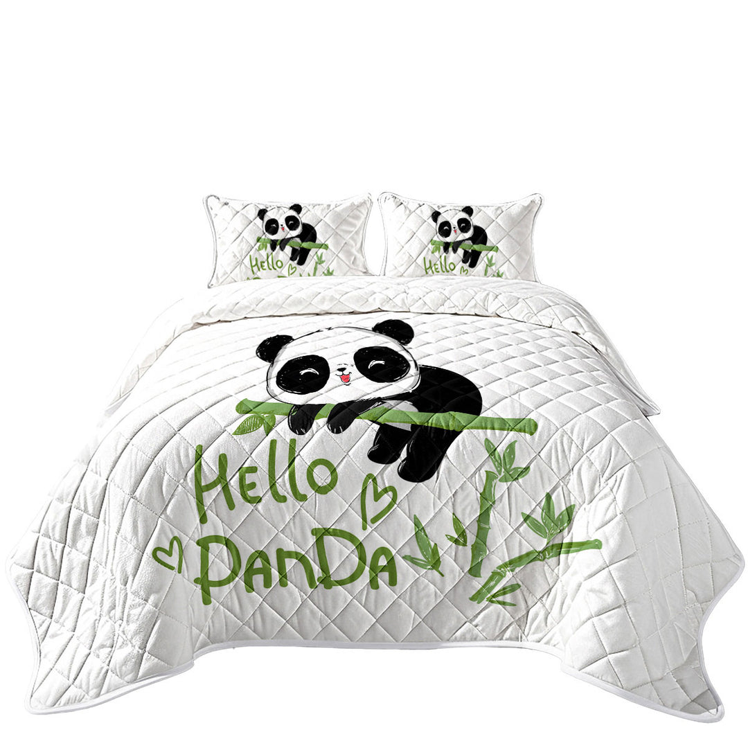 Hello Kids form an Adorable Little Panda California King Quilt Sets