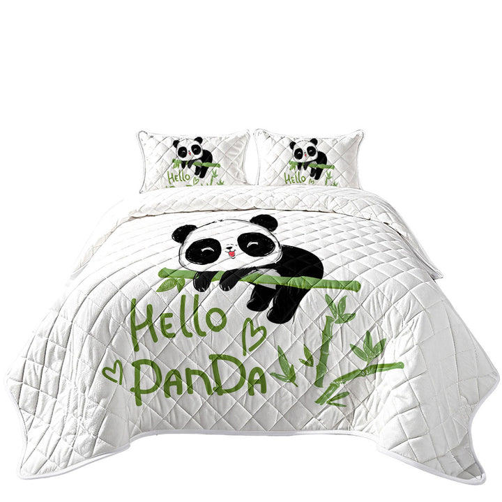 Hello Kids form an Adorable Little Panda California King Quilt Sets