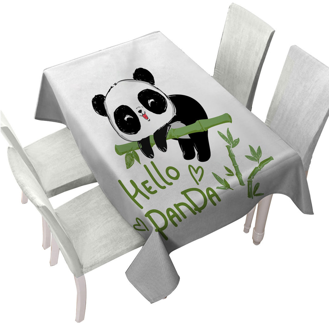 Hello Kids form an Adorable Little Panda Custom tablecloths