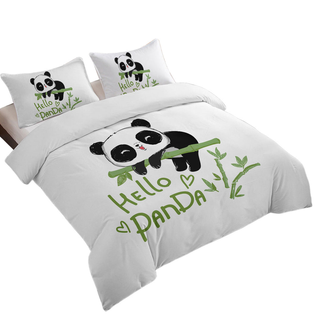 Hello Kids form an Adorable Little Panda Queen Size Duvet Cover