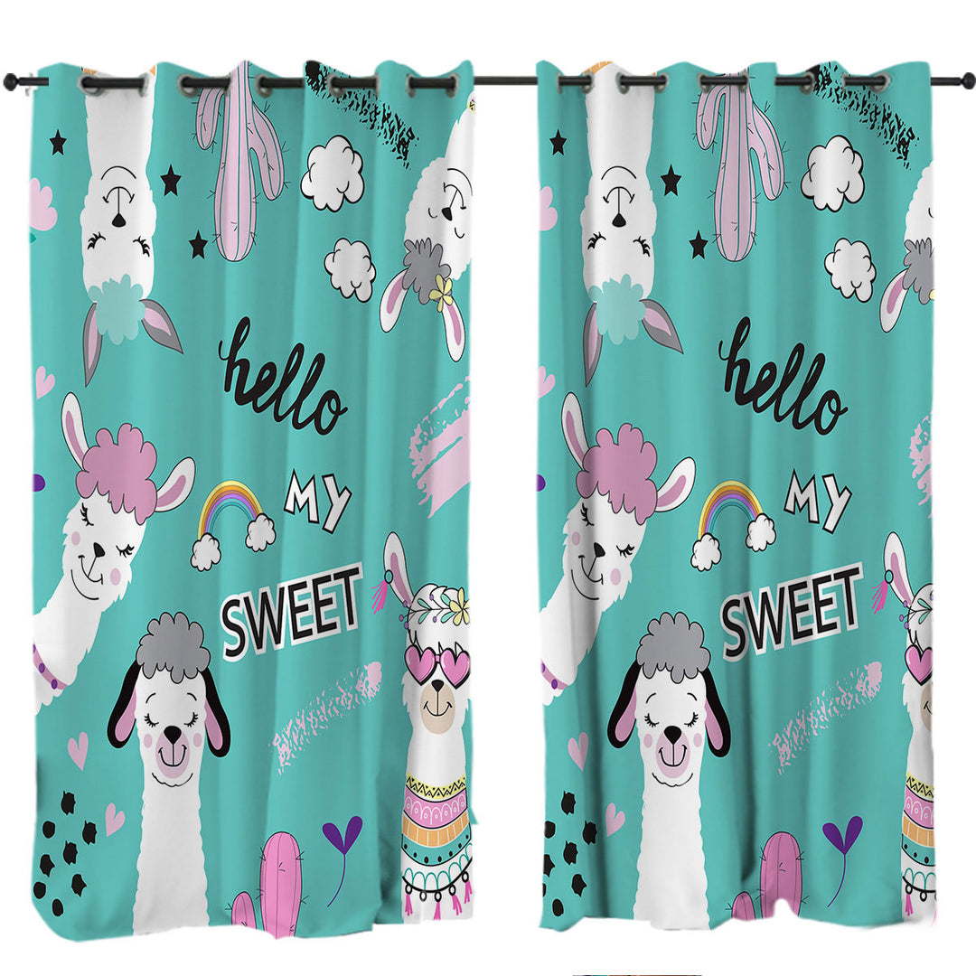 Hello My Sweet Llama Drapes for Living Room
