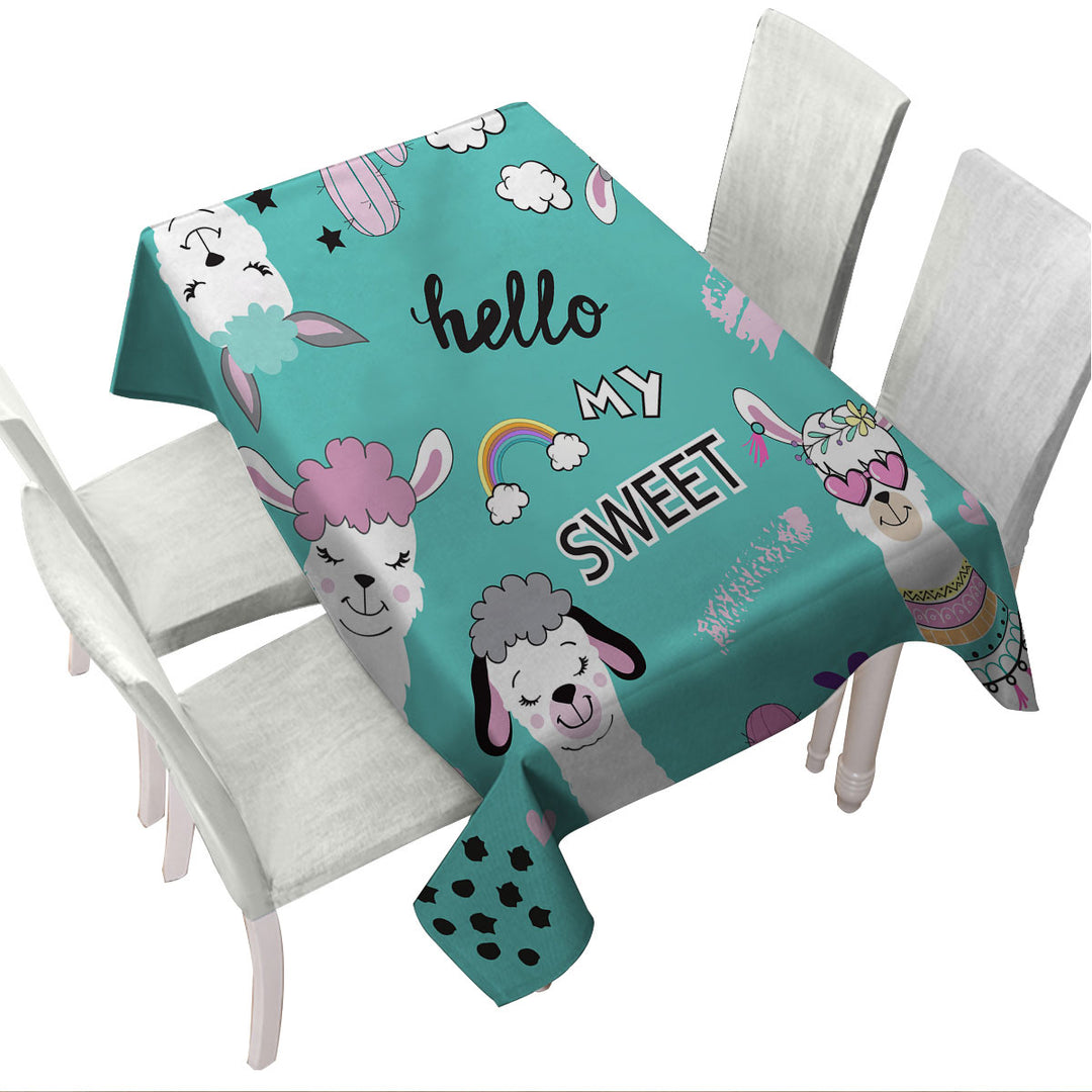Hello My Sweet Llama Table Cover