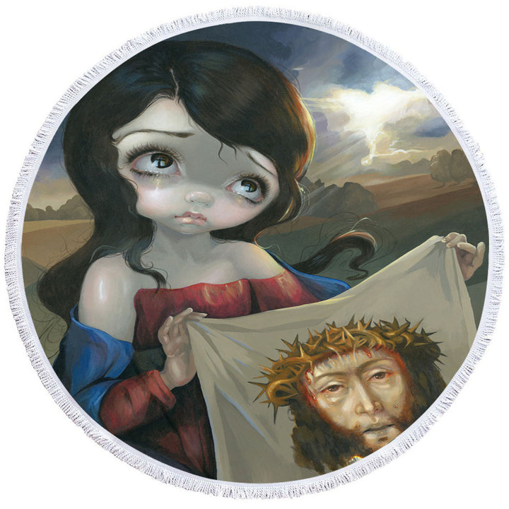 Historical Christian Art Veronica_s Veil Round Towel