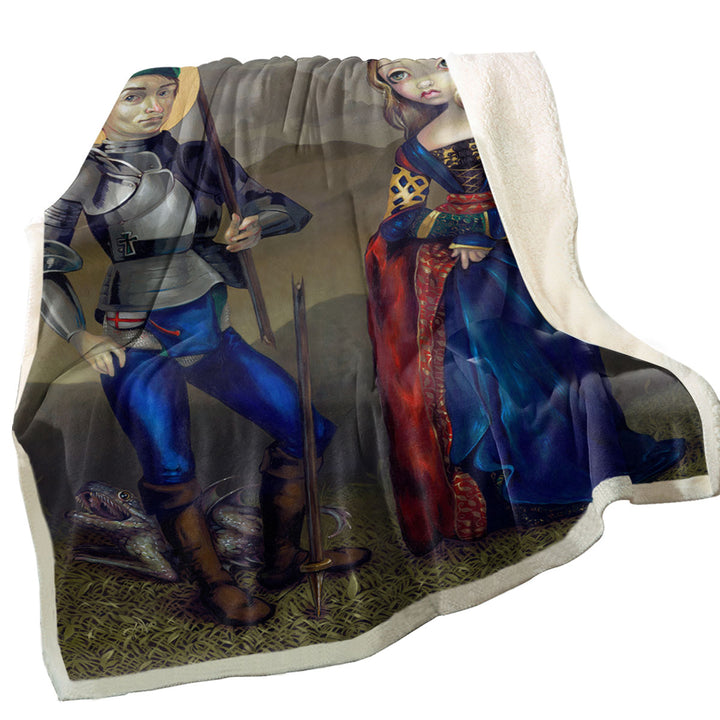 History Art Saint George and Princess Sabra Sherpa Blanket