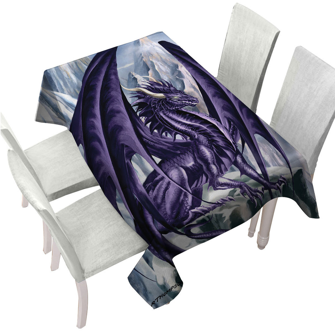 Hoarfrost Purple Dragon Drawing Custom tablecloths