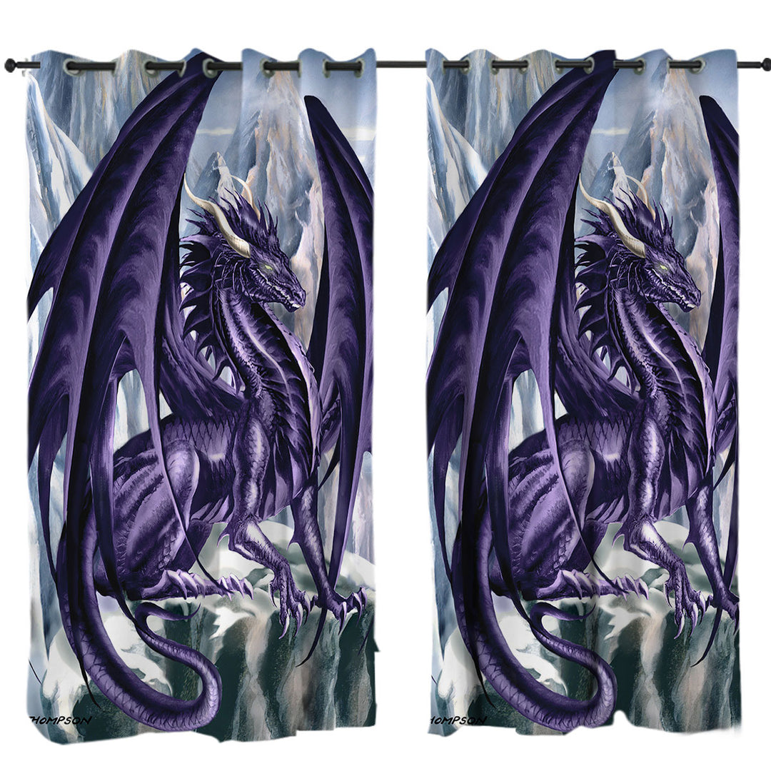 Hoarfrost Purple Dragon Drawing Drapes