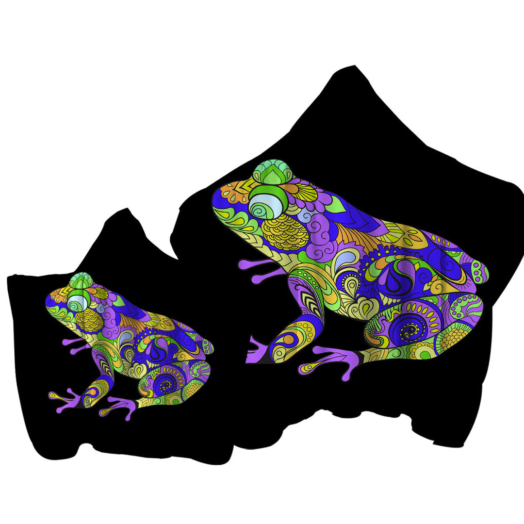 Hooded Beach Towel with Artistic Frog