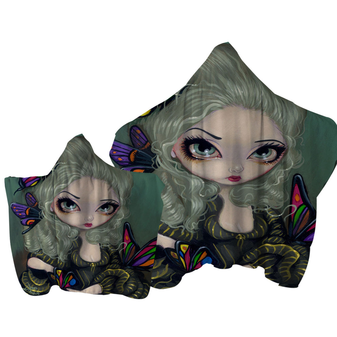 Hooded Beach Towel with Butterflies in My Hair Beautiful Maiden