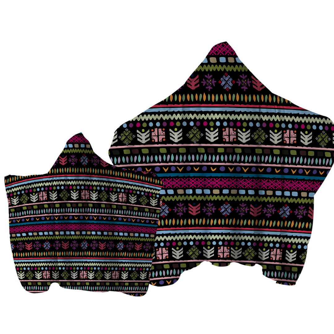 Hooded Beach Towel with Purplish African Design