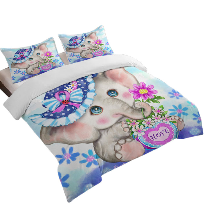 Hope Kids Inspiring Design Cute Girly Elephant King Duvet Cover set