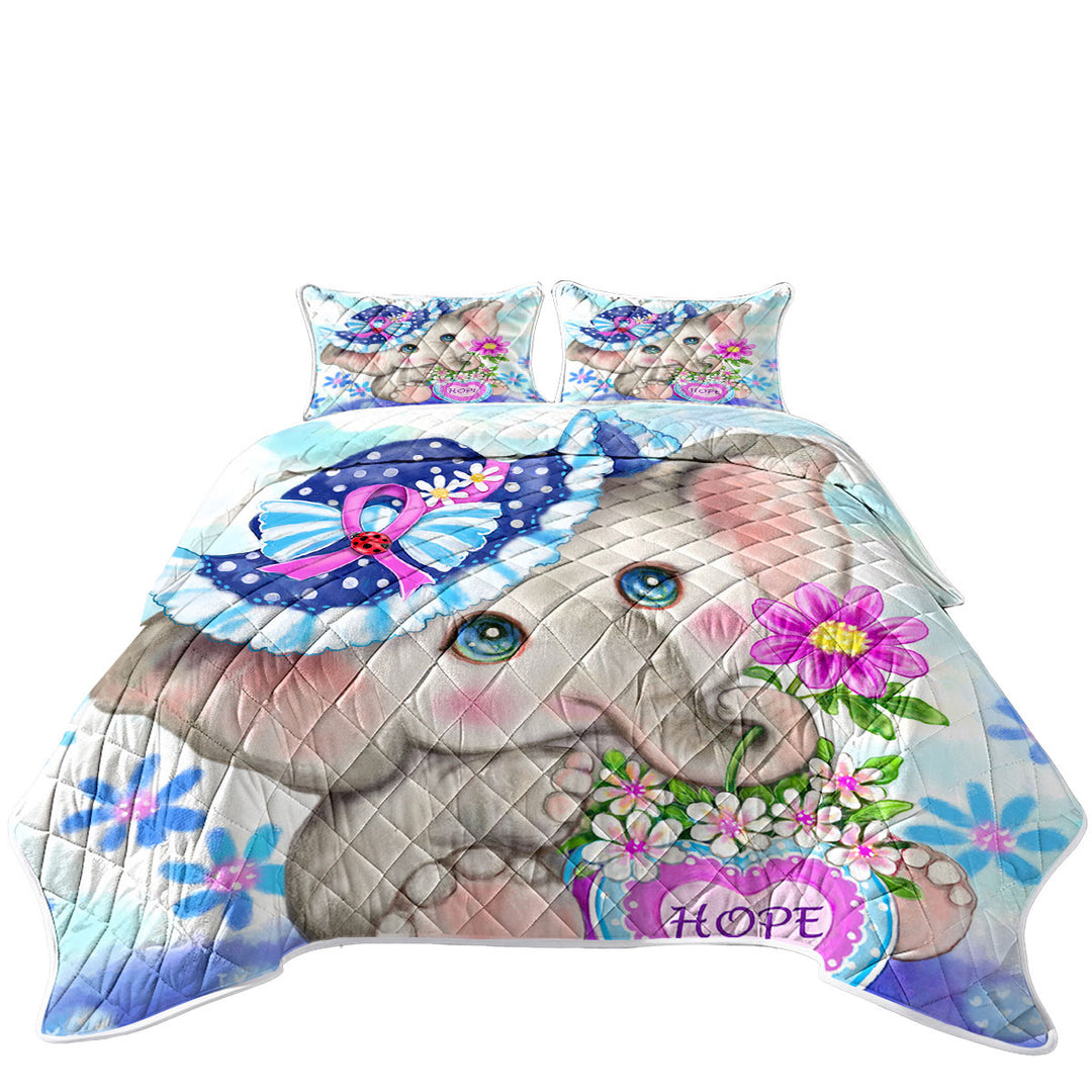 Hope Kids Inspiring Design Cute Girly Elephant Quilts