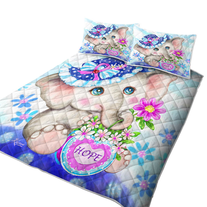 Hope Kids Inspiring Design Cute Girly Elephant Summer Quilt