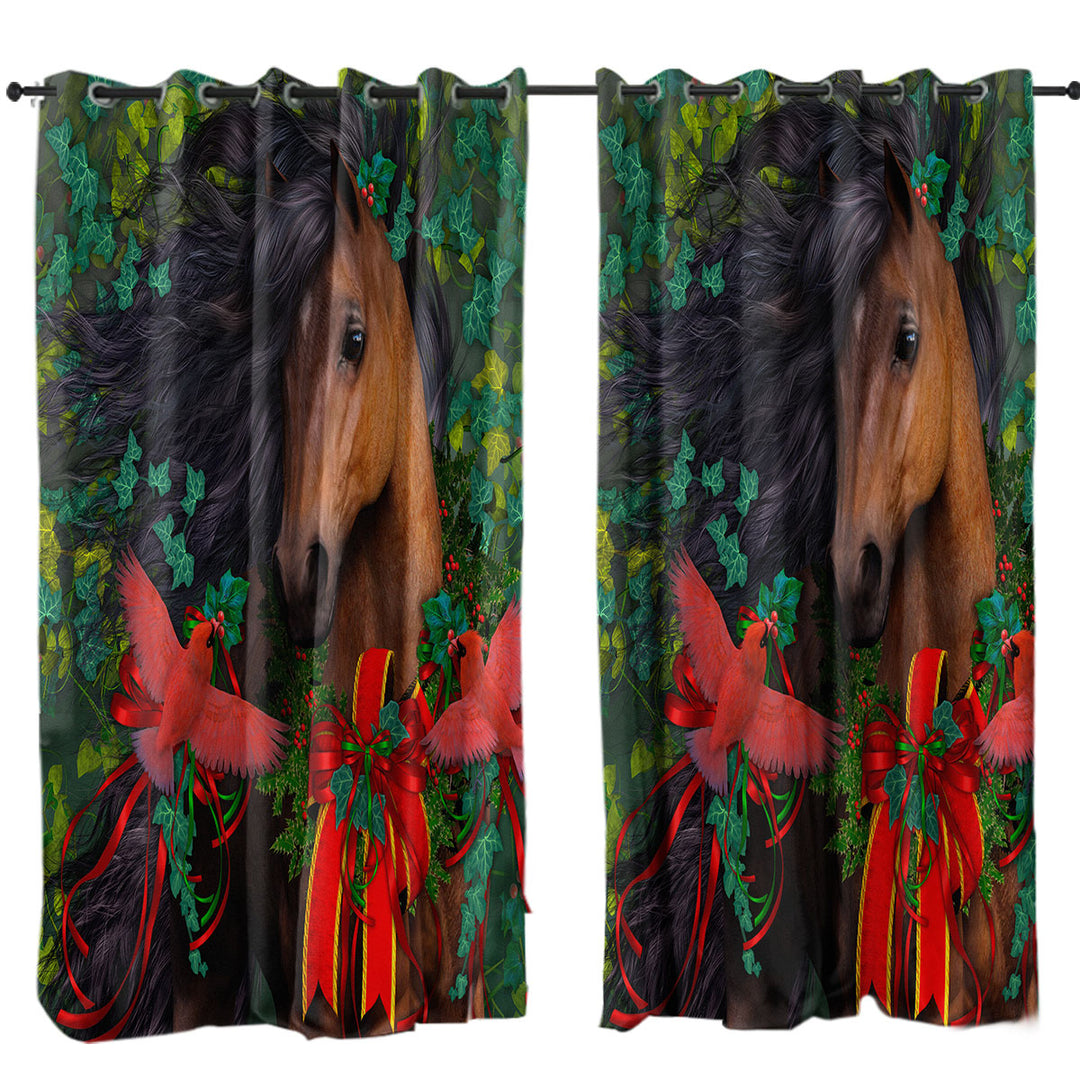 Horse Art Morgans Christmas Curtains for Bedroom