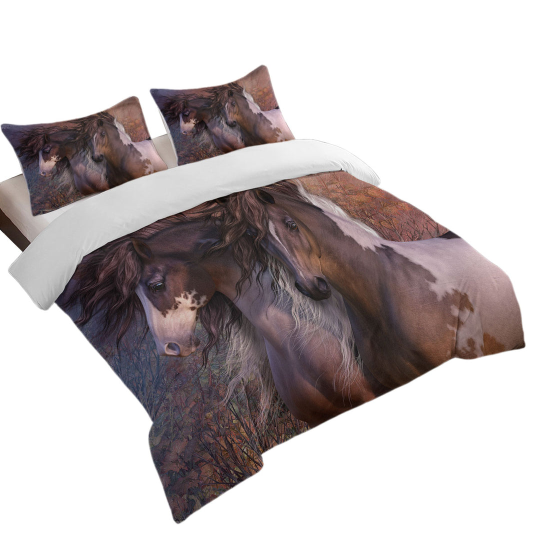 Horse Art the Bachelors Two Attractive Horses Coverlet