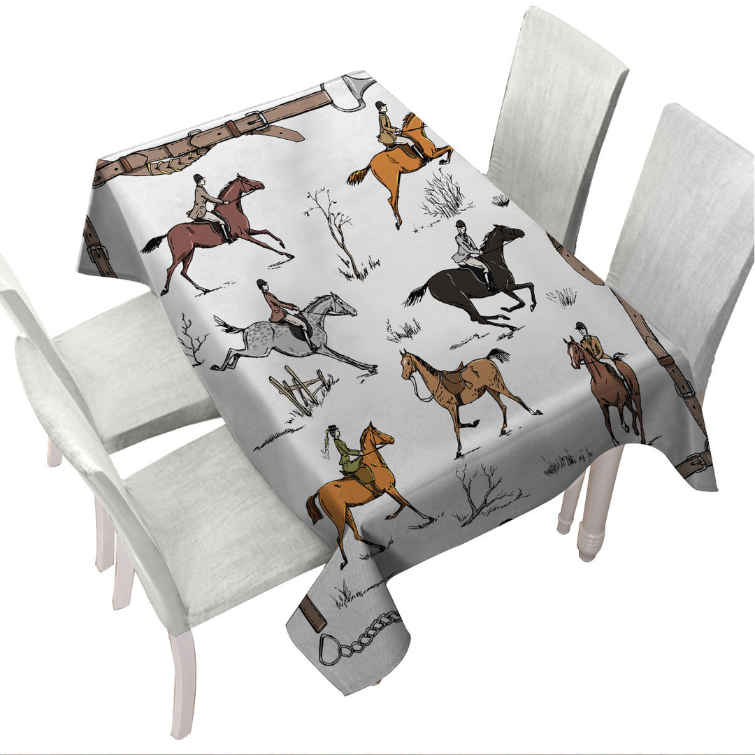 Horse Riding Pattern Custom table cloth