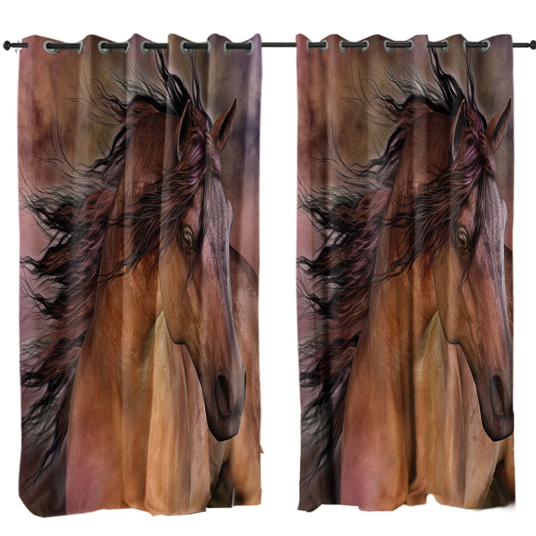 Horses Art Beautiful Brown Horse Curtain