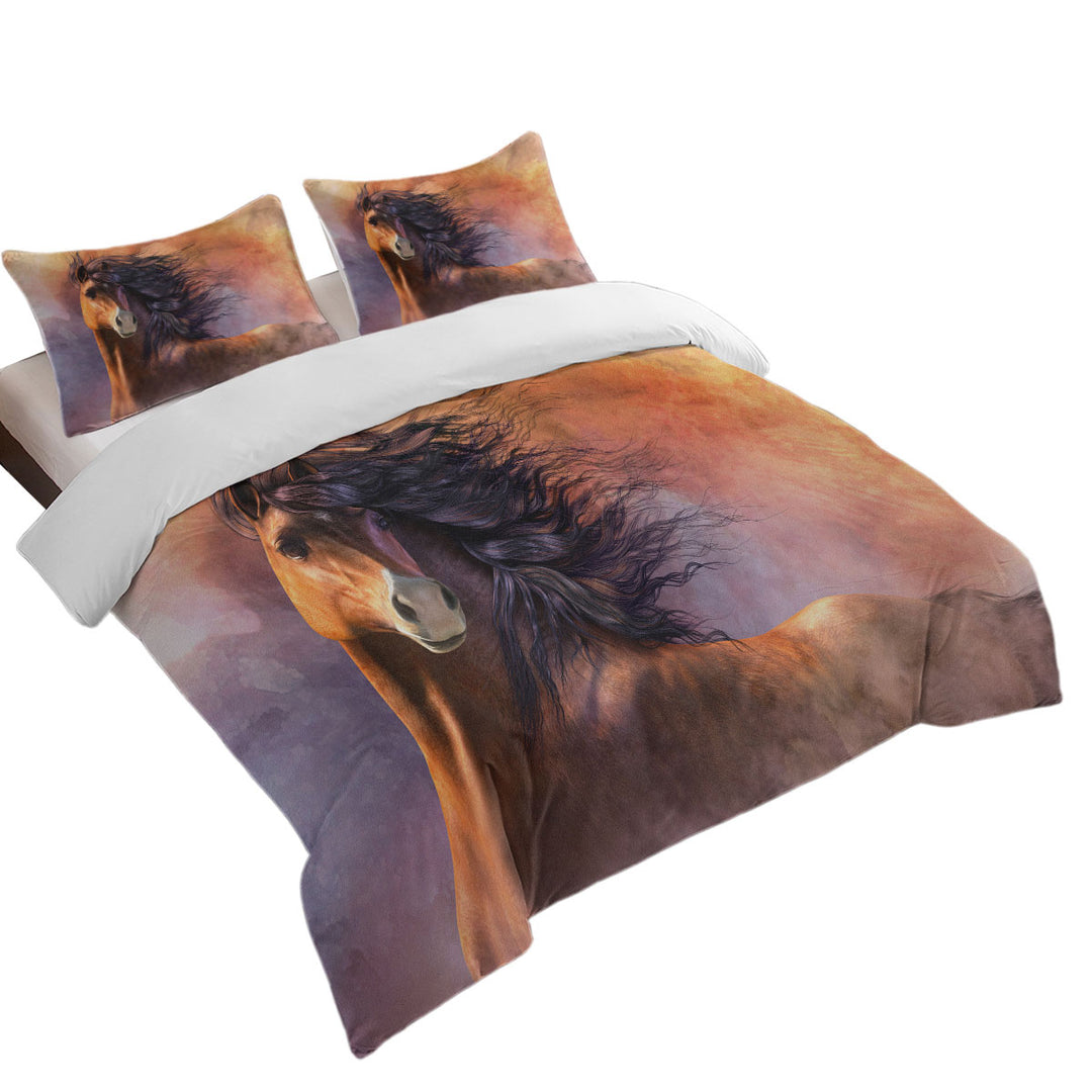 Horses Art Handsome Brown Horse Quilt Cover Sets