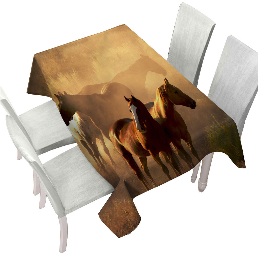 Horses Photo Tablecloth
