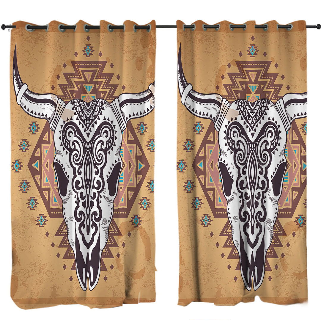 Indian Bull Skull Curtains