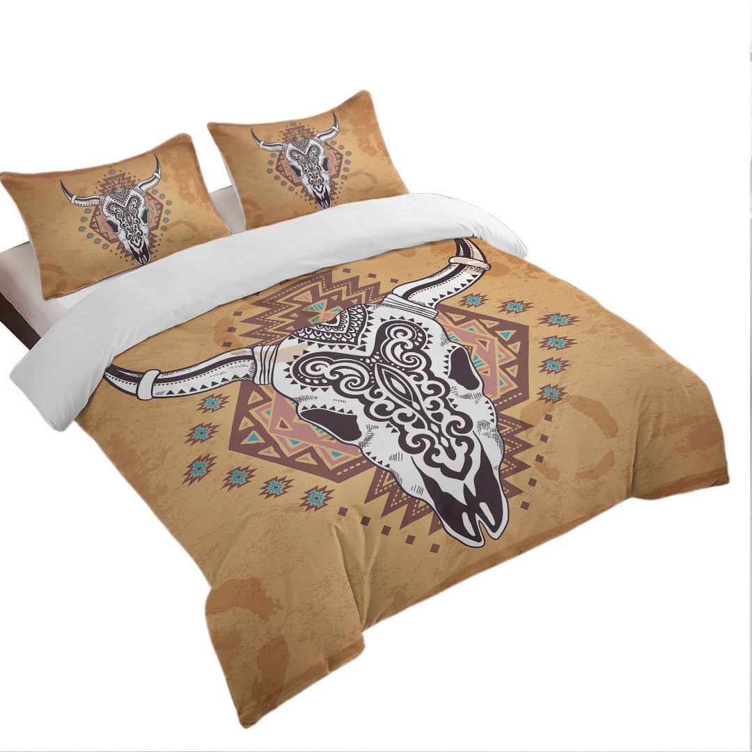 Indian Bull Skull Duvet Cover