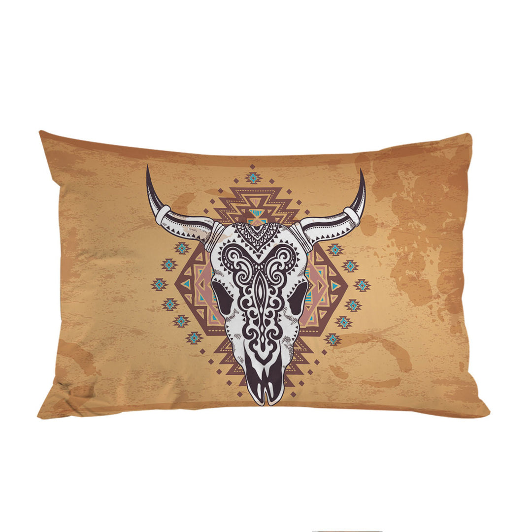 Indian Bull Skull King Pillow Cases