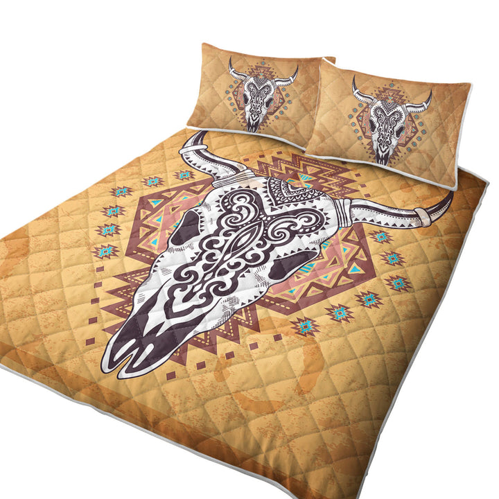 Indian Bull Skull King Size Quilt Sets