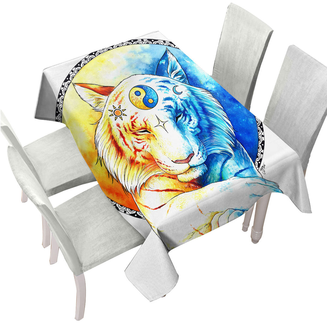 Inner Balance Oriental Sun Moon Tiger Custom table Covers