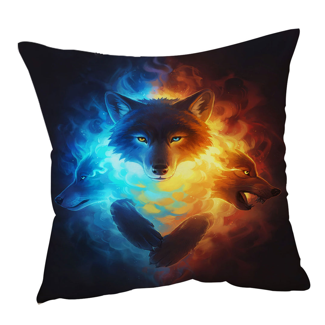Inner Fight Ice Fire Wolves Cushions