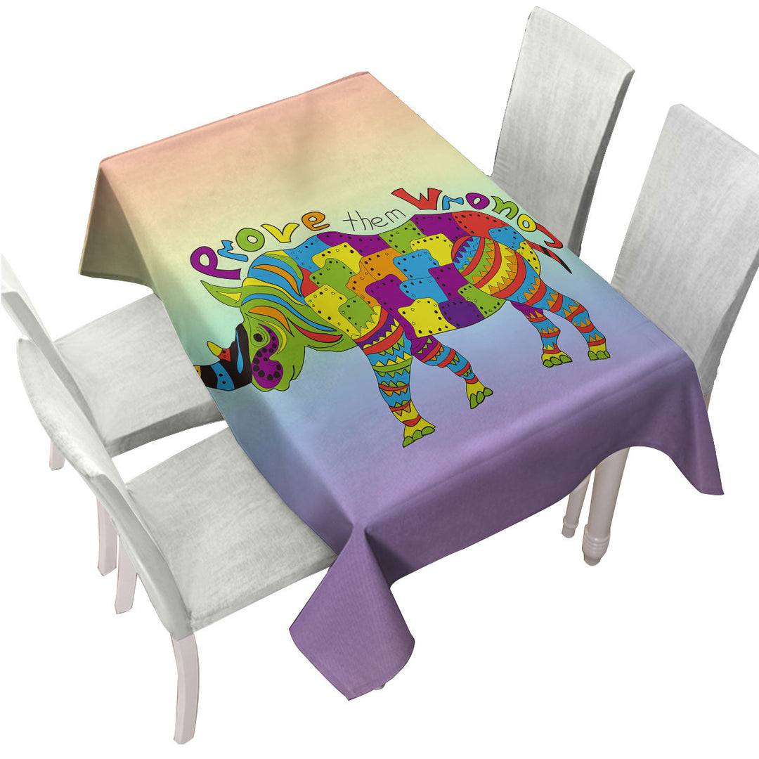 Inspirational Multi Colored Rhino Tablecloth