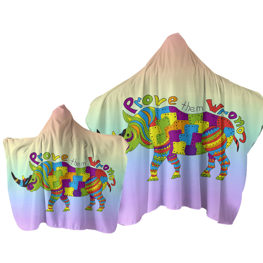 Inspirational Multi Colored Rhino Towel with Hood
