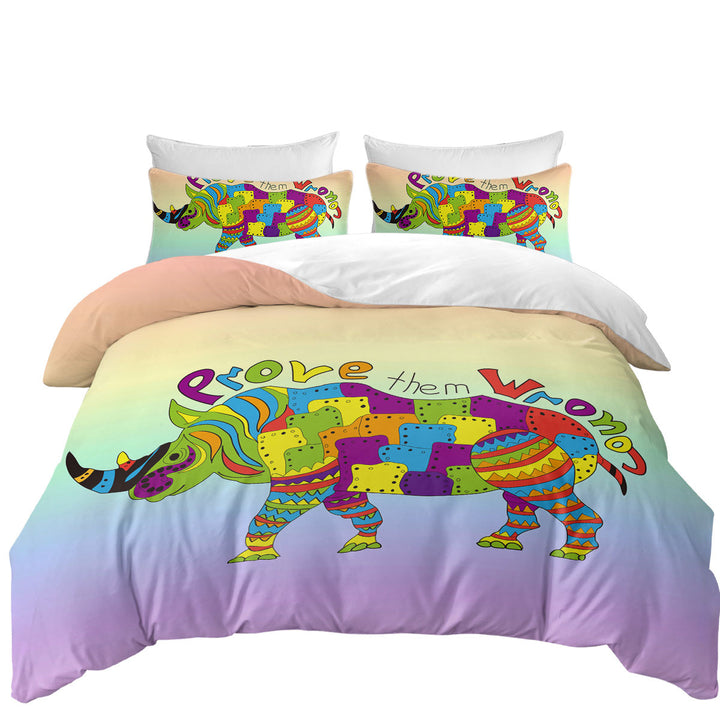 Inspirational Multi Colored Rhino full Size Duvet Cover