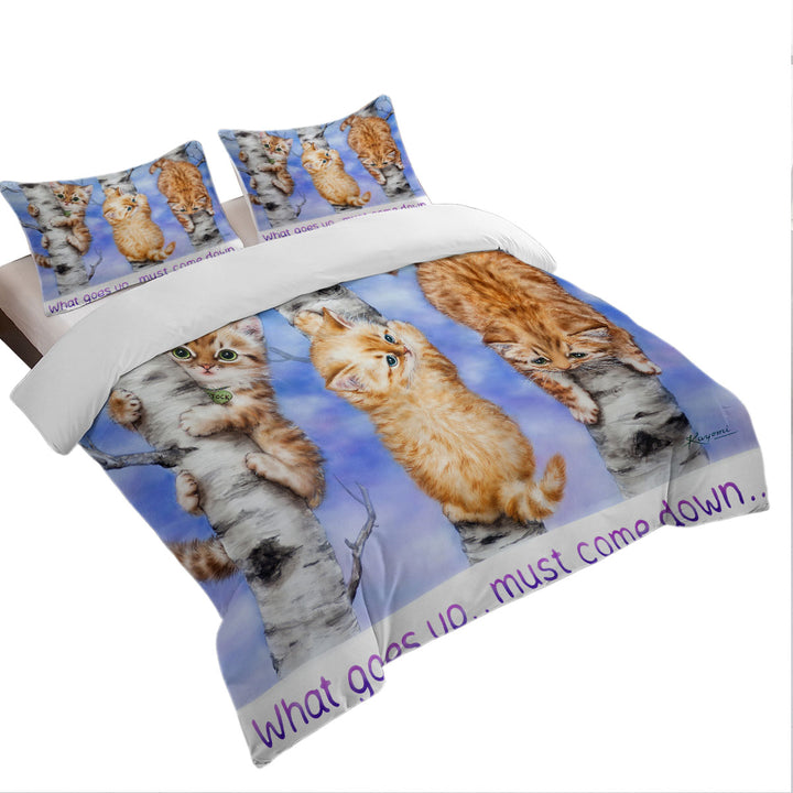 Inspirational Quote Ginger Kittens on Trees Coverlets