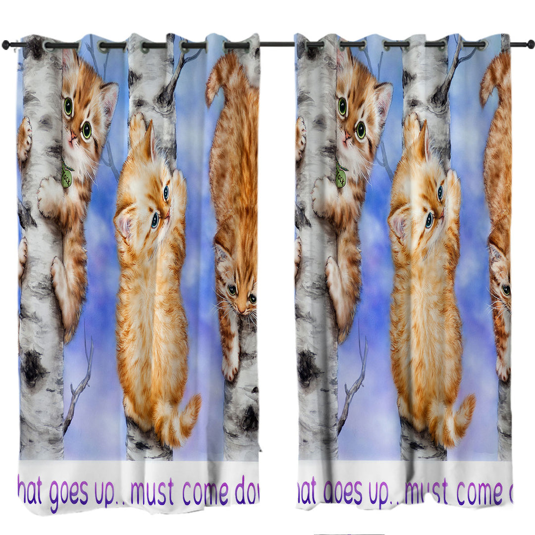 Inspirational Quote Ginger Kittens on Trees Window Curtains