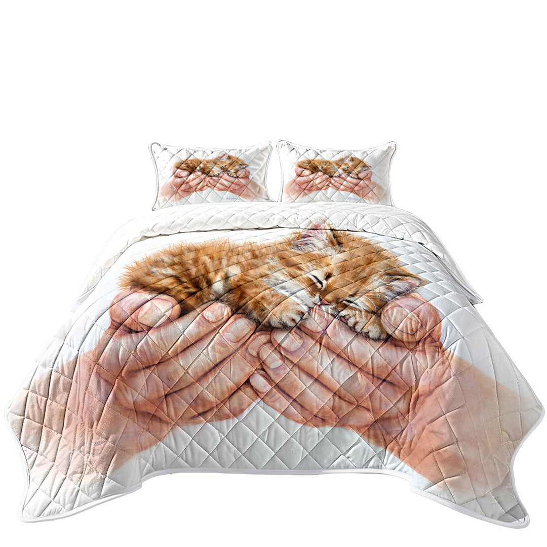 Inspiring Cat Art Drawings Embrace Kitten King Size Bedspreads
