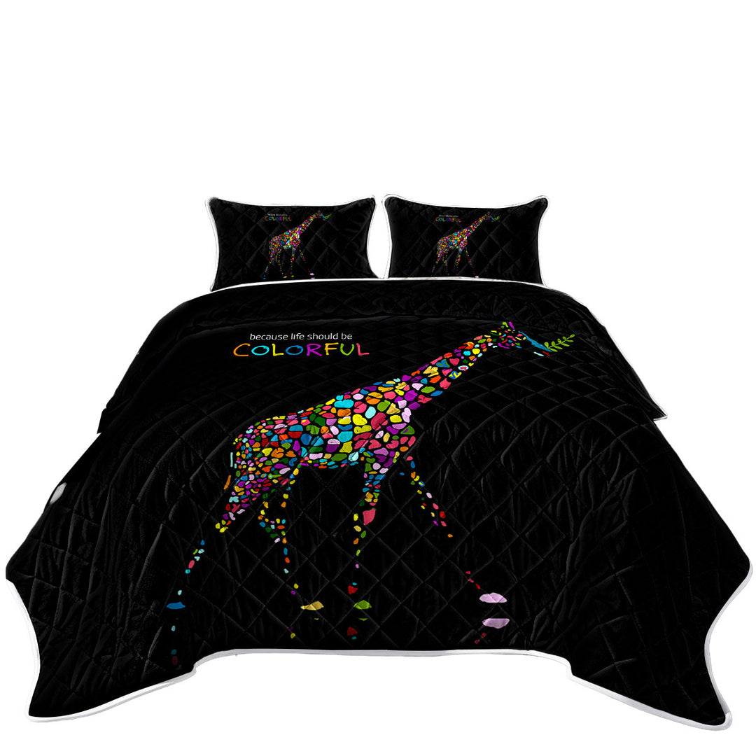 Inspiring Colorful Giraffe Coverlet