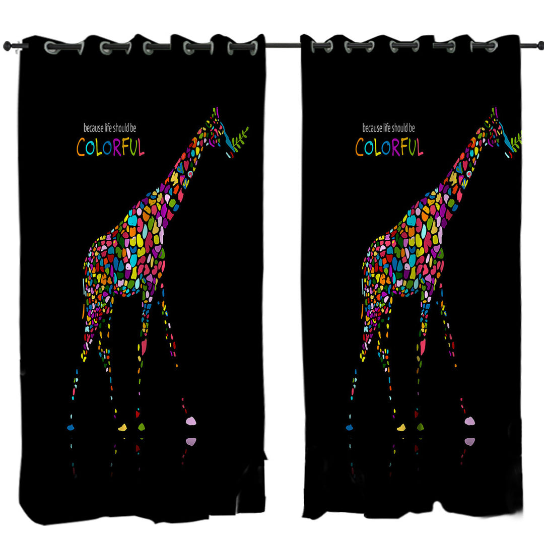 Inspiring Colorful Giraffe Curtains for Living Room