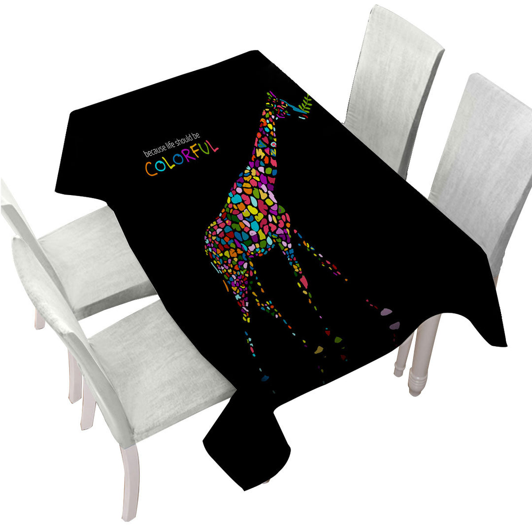 Inspiring Colorful Giraffe Custom table Covers