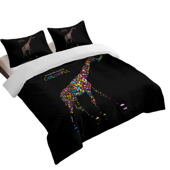 Inspiring Colorful Giraffe Queen Size Duvet Cover