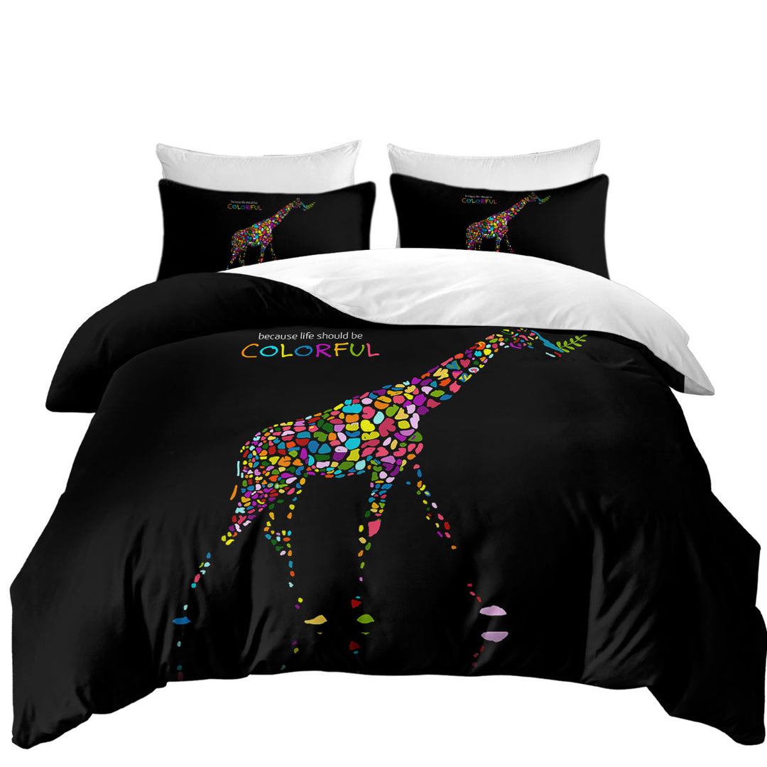 Inspiring Colorful Giraffe Twin Duvet Covers