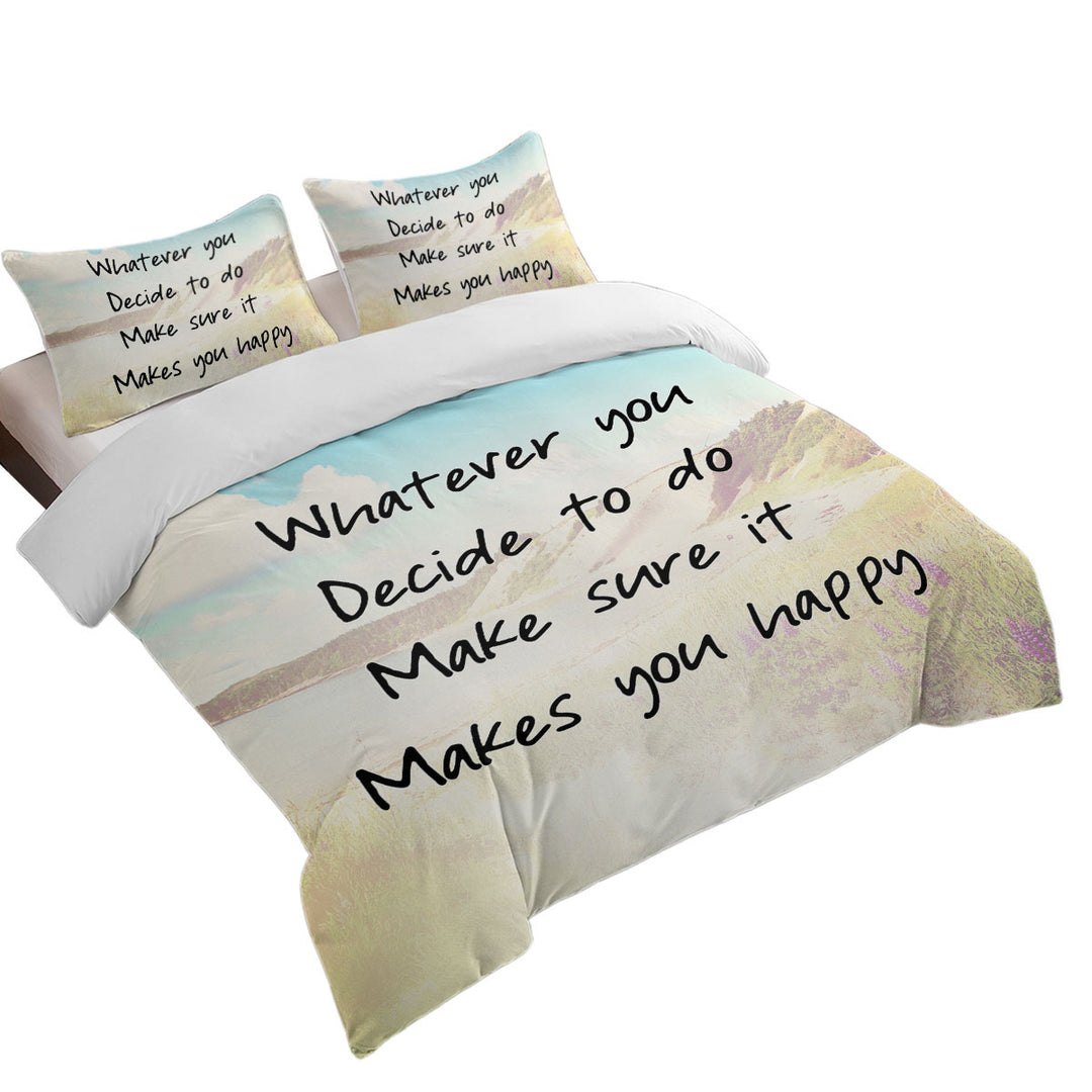 Inspiring Quote over Lake Duvet Cover Queen