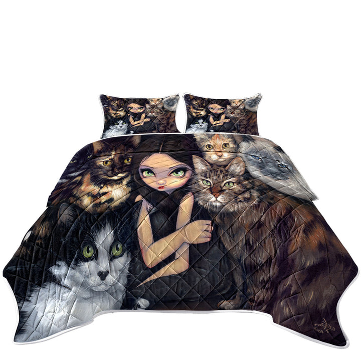 It is All About the Cats and Beautiful Girl Coverlets