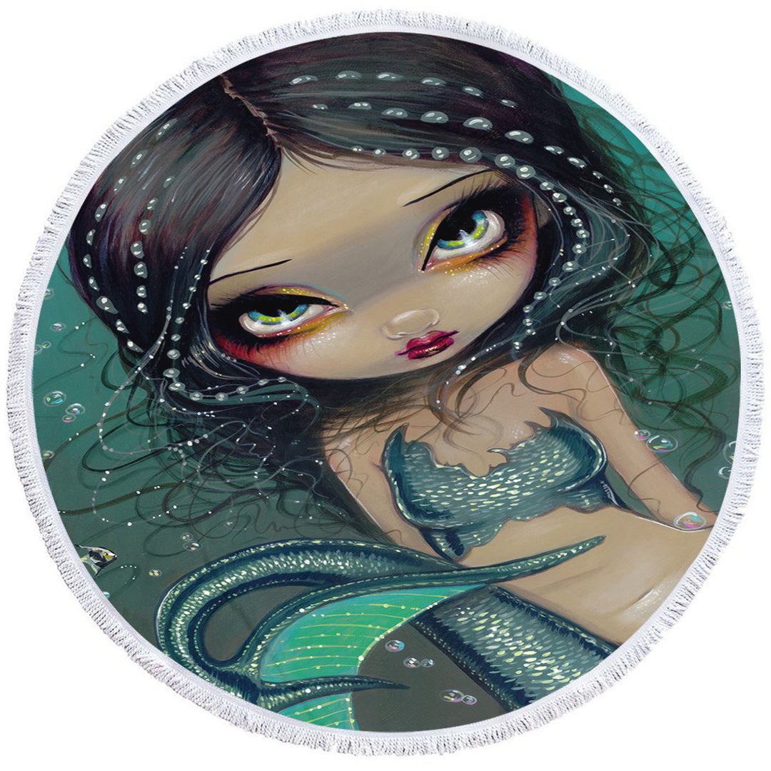 JBG_04Beautiful Big Eyed Pearl Swirl Mermaid Girls Beach Towels