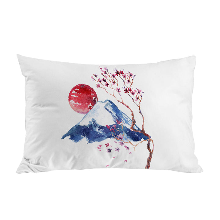 Japanese Art Mountain and Cherry Blossom Pillowcase