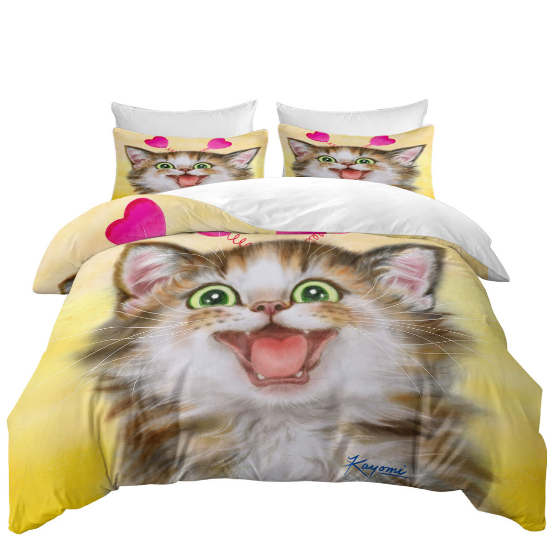 Joyful Kitten Heart Ear Headband for Children Coverlet