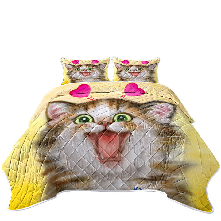 Joyful Kitten Heart Ear Headband for Children Quilt